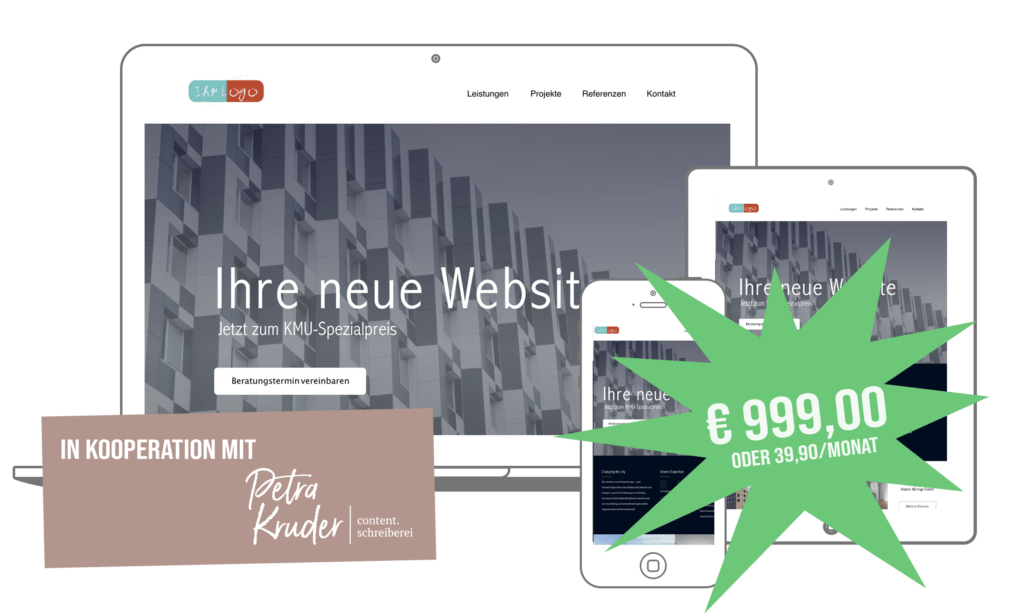 Webdesign Aktion um nur 999 Euro oder 39,90 im Monat